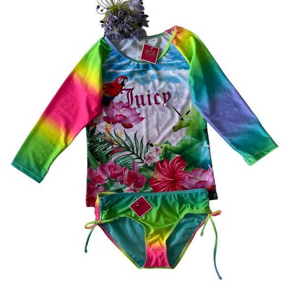 🆕 Girls 14 | Juicy Couture Two-Piece Rashguard Set - Picture 2 of 7